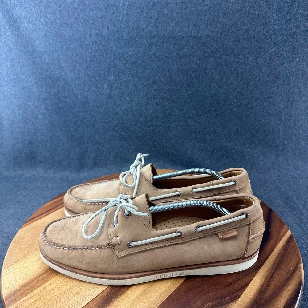 Sebago Docksides Crest Collection Mens 13 Tan Nubuck Leather Boat Shoes 720163
